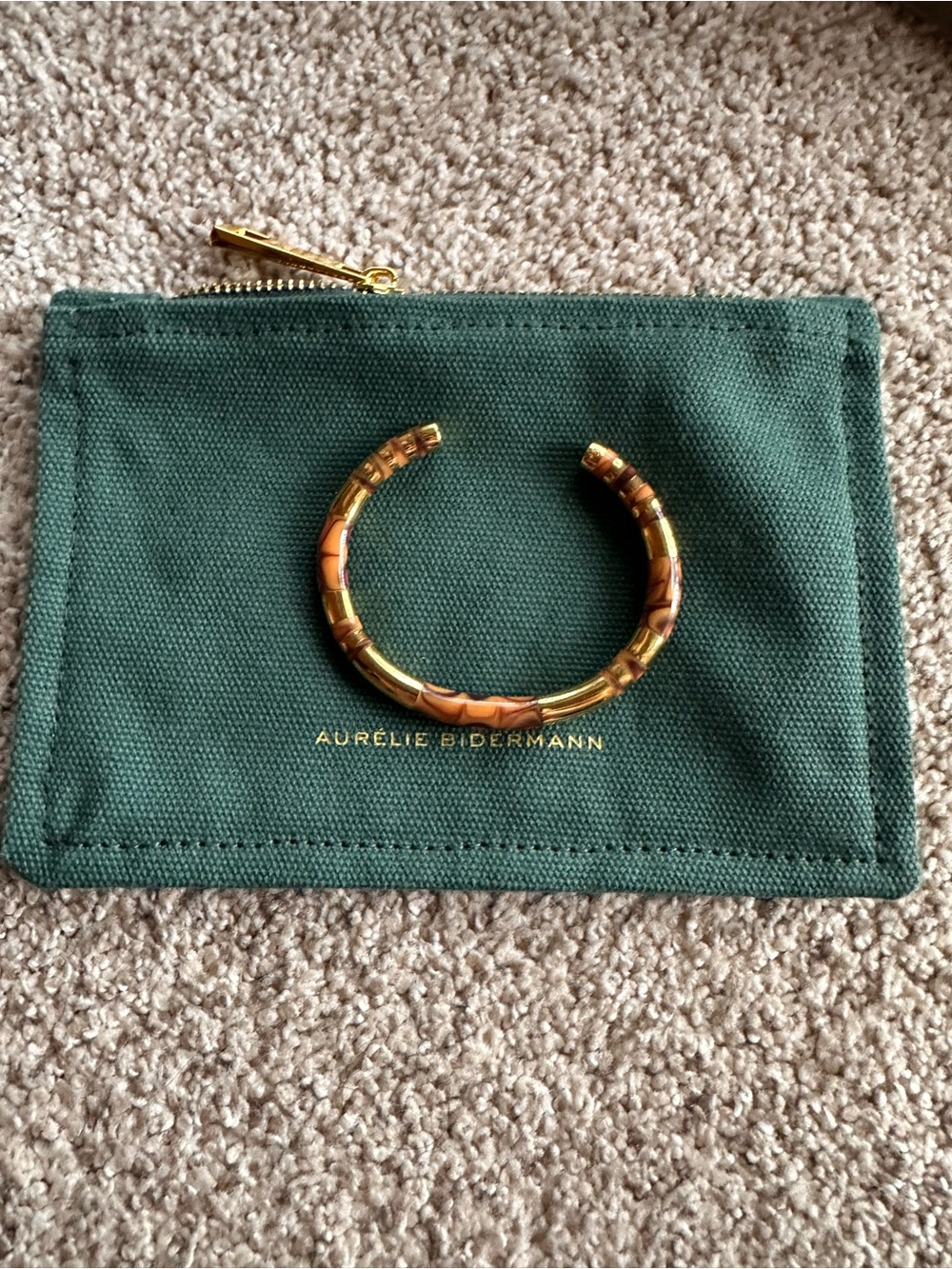 Aurélie Bidermann Gold and Brown Ceramic Cuff Bracelet